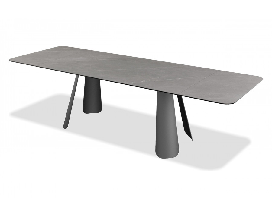 Mobital - Palazzo Dining Table with Double Extension in Gray, Ceramic