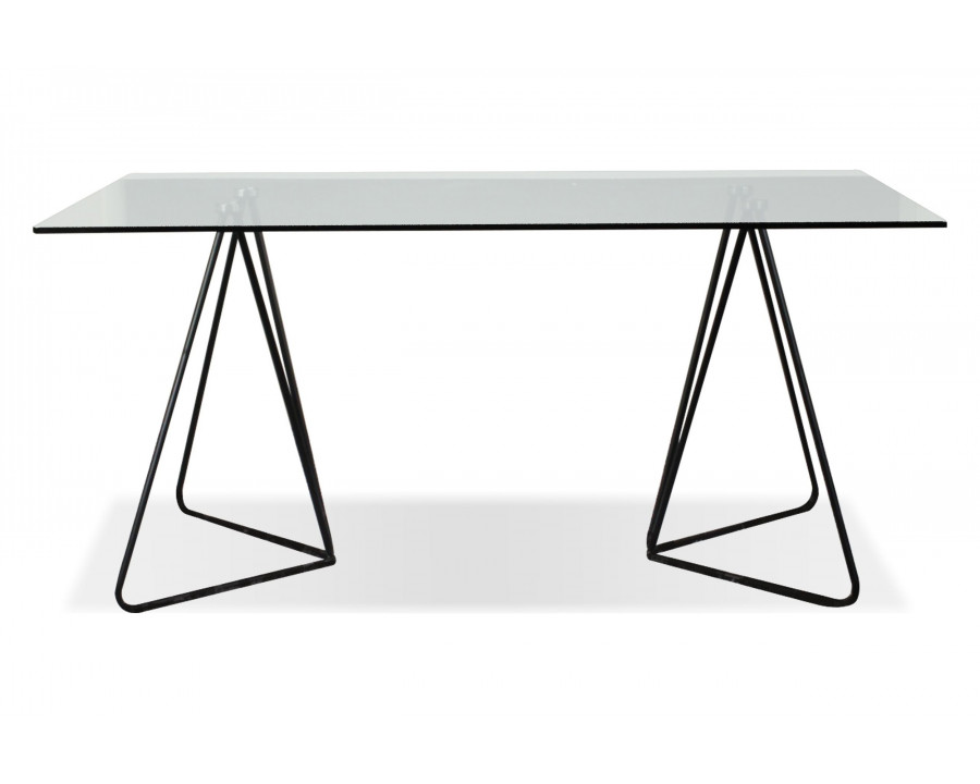 Mobital Papillon Dining Table - Clear Tempered Glass, Black Frame