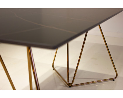 Mobital Papillon Dining Table - Sintered Lauren Black, Rose Gold Frame