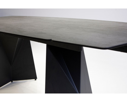 Mobital Prism Dining Table with Double Extension - Industrial Gray, Ceramic