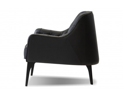 Mobital Ellington Flared Arms Solid Armchair - Black, Leather