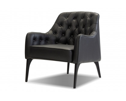 Mobital Ellington Flared Arms Solid Armchair - Black, Leather