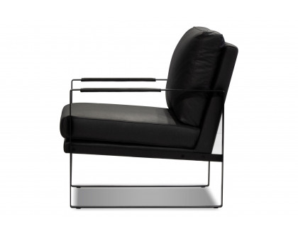 Mobital Mitchell Square Arms Solid Armchair - Black, Leather