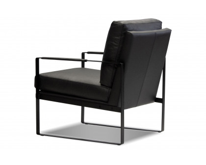 Mobital Mitchell Square Arms Solid Armchair - Black, Leather