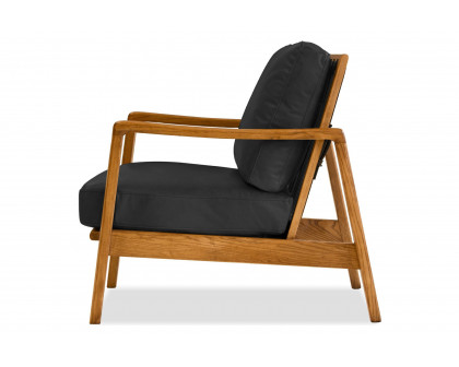 Mobital™ Craftsman Square Arms Lounge Chair - Black, Leather, Wood Natural Frame