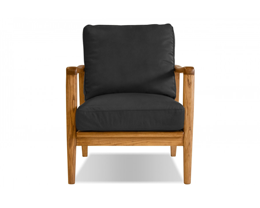 Mobital Craftsman Square Arms Lounge Chair - Black, Leather, Wood Natural Frame