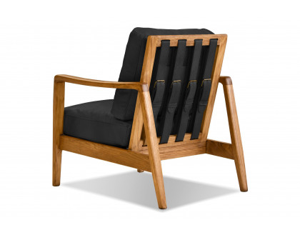 Mobital™ Craftsman Square Arms Lounge Chair - Black, Leather, Wood Natural Frame