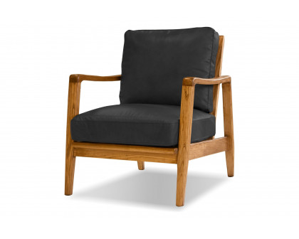 Mobital™ Craftsman Square Arms Lounge Chair - Black, Leather, Wood Natural Frame