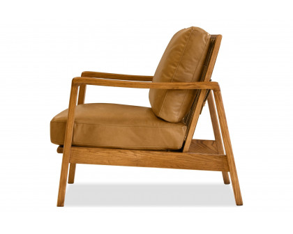 Mobital™ Craftsman Square Arms Lounge Chair - Tan, Leather, Wood Natural Frame