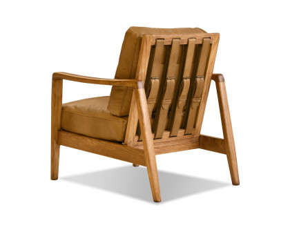 Mobital™ Craftsman Square Arms Lounge Chair - Tan, Leather, Wood Natural Frame