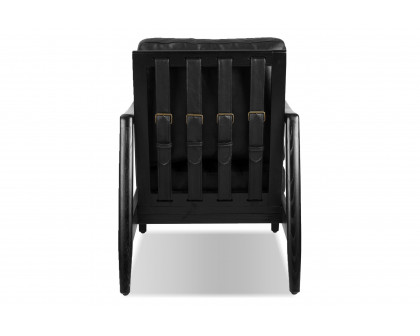 Mobital™ Craftsman Square Arms Lounge Chair - Black, Leather, Black Matte Frame