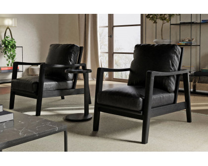 Mobital™ Craftsman Square Arms Lounge Chair - Black, Leather, Black Matte Frame