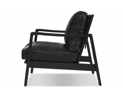 Mobital™ Craftsman Square Arms Lounge Chair - Black, Leather, Black Matte Frame