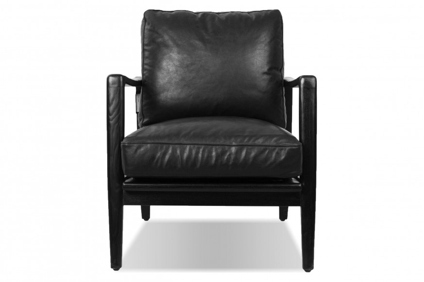 Mobital™ Craftsman Square Arms Lounge Chair - Black, Leather, Black Matte Frame