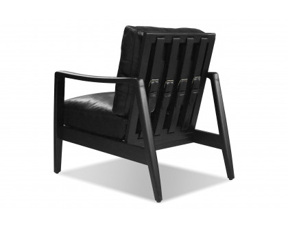 Mobital™ Craftsman Square Arms Lounge Chair - Black, Leather, Black Matte Frame