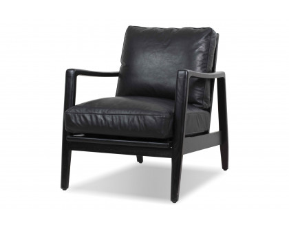 Mobital™ Craftsman Square Arms Lounge Chair - Black, Leather, Black Matte Frame