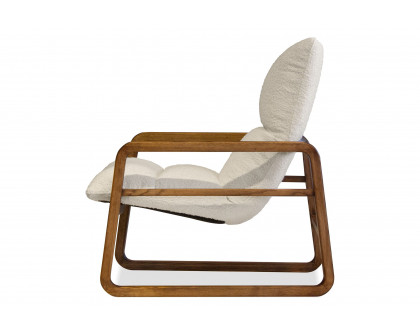 Mobital - Hans Square Arms Lounge Chair in Cream Boucle, Leather