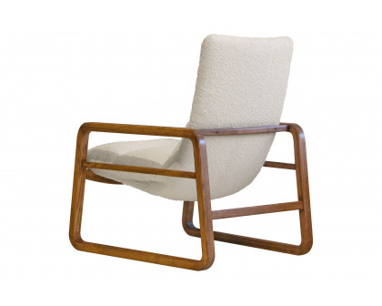 Mobital - Hans Square Arms Lounge Chair in Cream Boucle, Leather