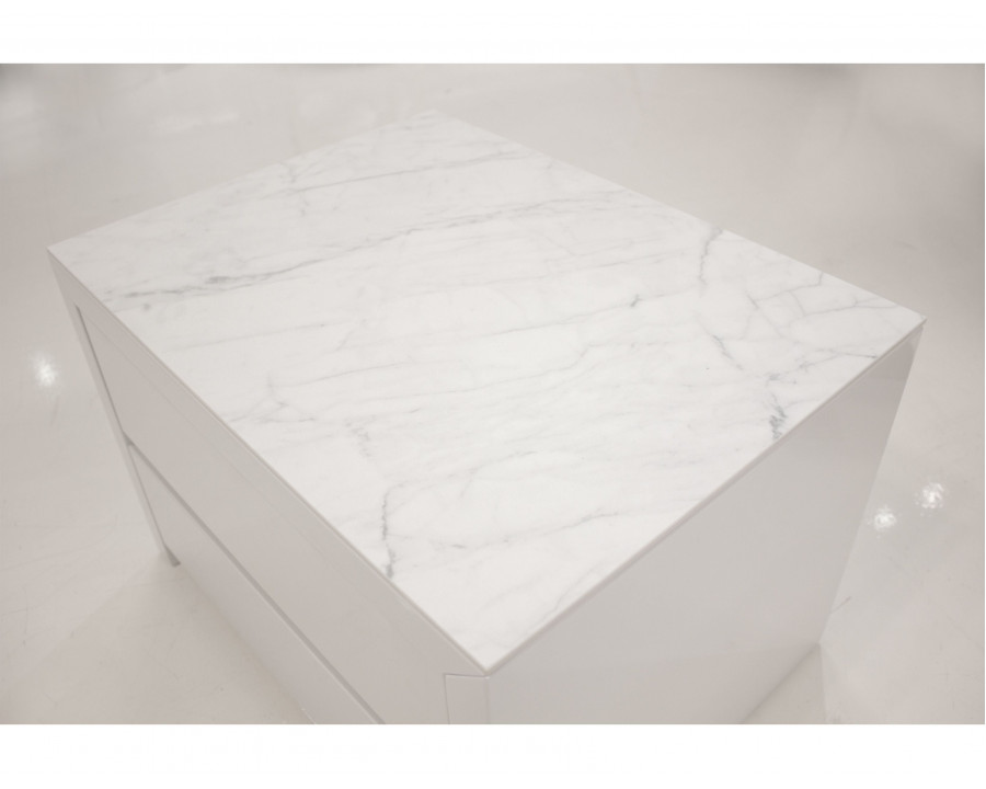 Mobital Blanche Top  for Chest with 2 Drawers - White, Ceramic