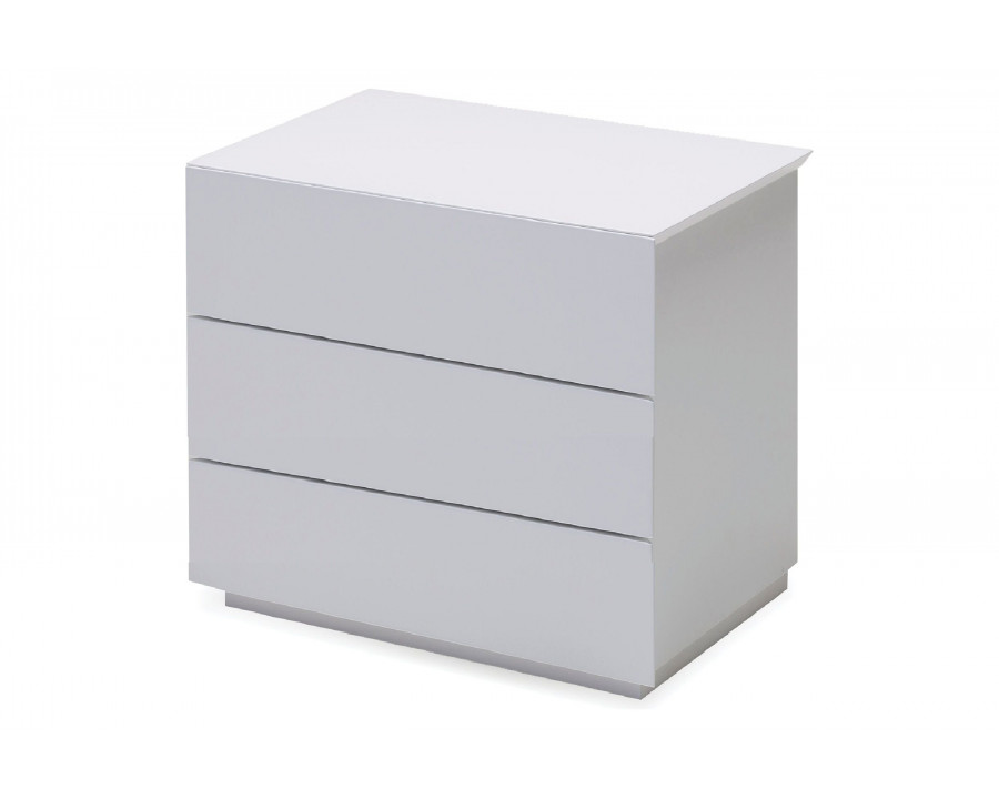 Mobital Vex Night Table with 3 Drawers - Matte White, Wood