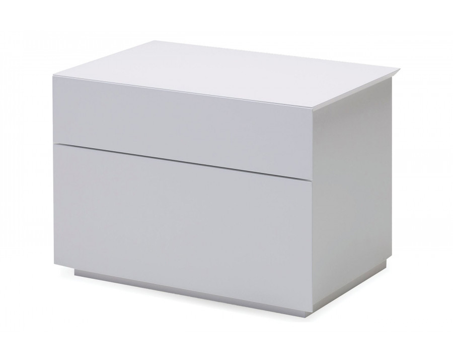 Mobital Vex Night Table with 2 Drawers - Matte White, Wood