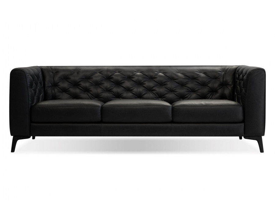 Mobital - Dalton Stationary Sofa in Vintage Black, Leather