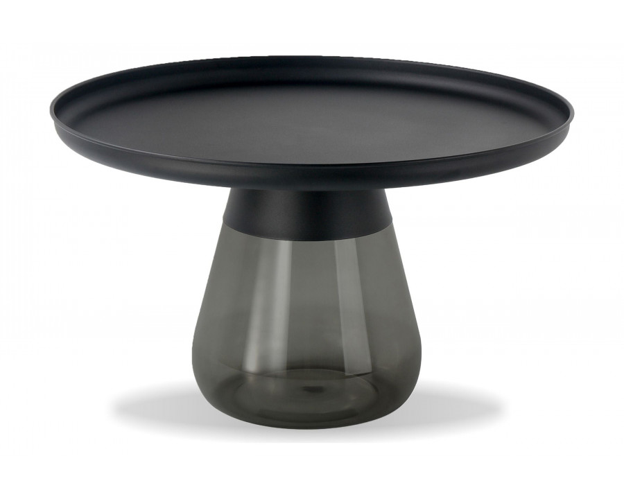 Mobital Duverre Round Coffee Table - Matte Black, Metal/Glass