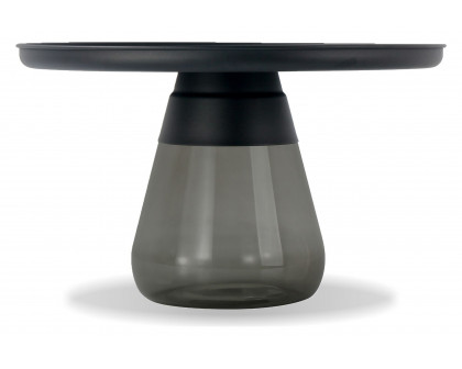 Mobital Duverre Round Coffee Table - Matte Black, Metal/Glass