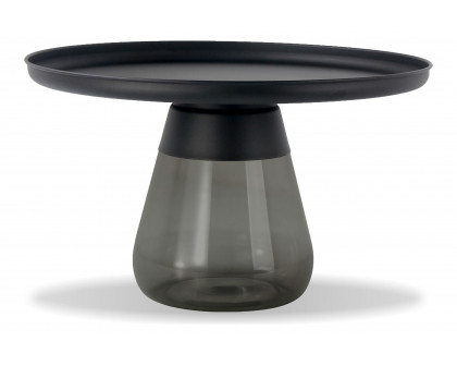 Mobital Duverre Round Coffee Table - Matte Black, Metal/Glass