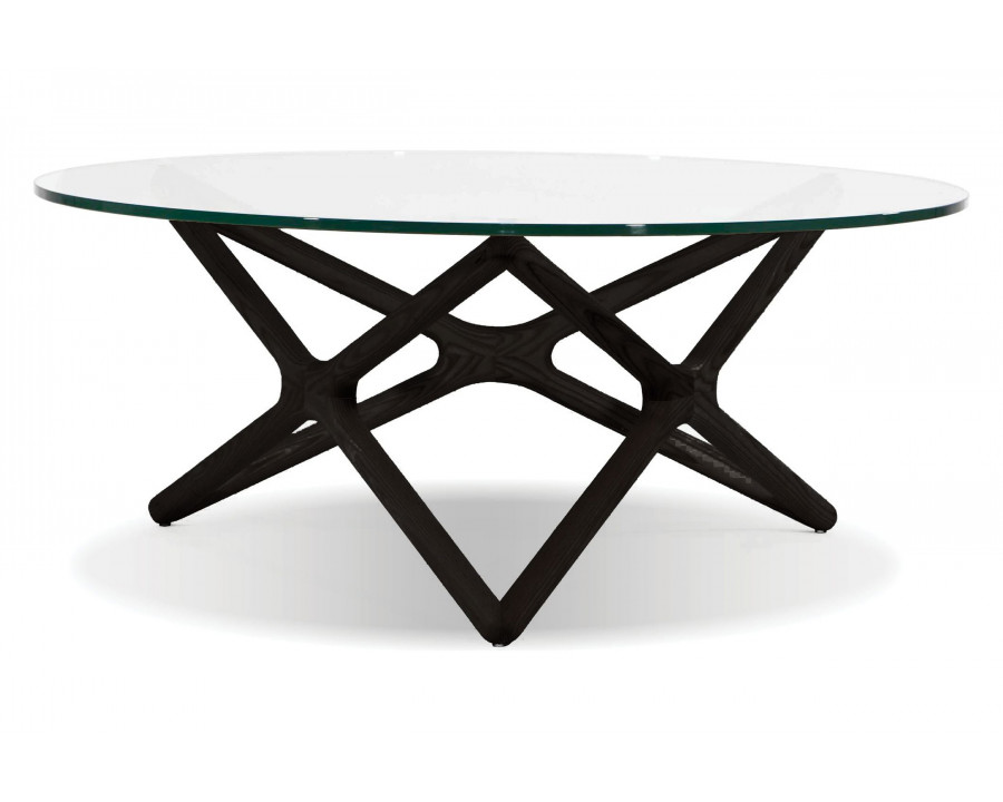 Mobital Quasar Round Coffee Table - Solid Ash Black, Clear Tempered Glass