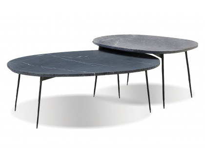 Mobital Tuk Tuk Oval Large Coffee Table - Silver Gray Marble