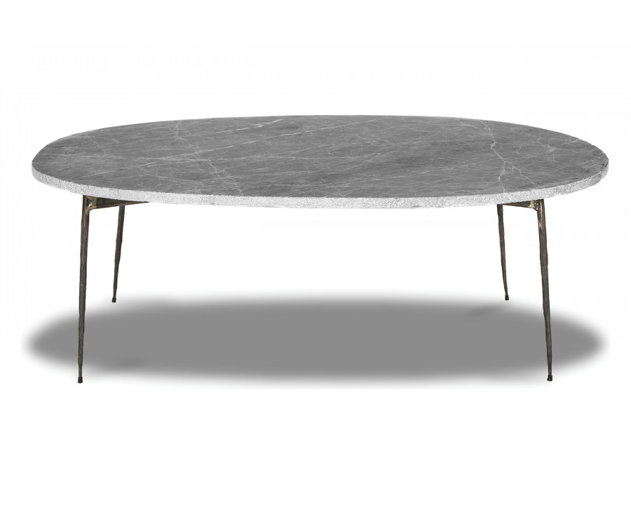 Mobital Tuk Tuk Oval Large Coffee Table - Silver Gray Marble