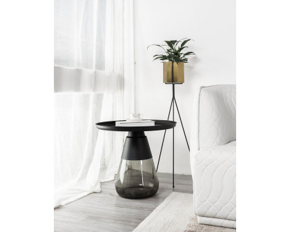 Mobital Duverre End Table - Matte Black, Metal/Glass