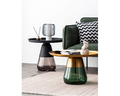 Mobital Duverre End Table - Matte Black, Metal/Glass