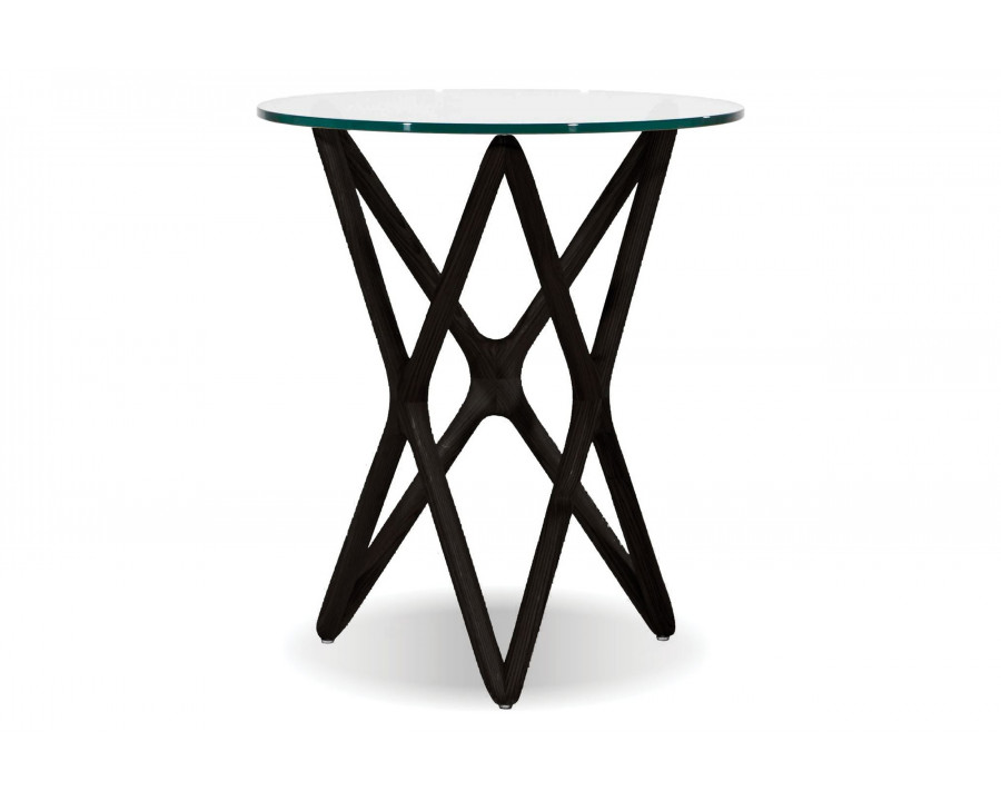 Mobital Quasar Low End Table - Solid Ash Black, Clear Tempered Glass