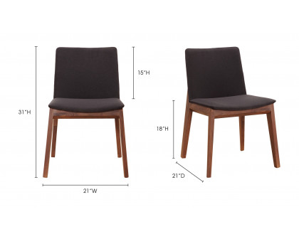 Moe's Deco Mid-Century Modern Dining Chair Set of 2 - Black/Walnut