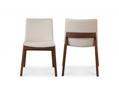 Moe's Deco Mid-Century Modern Dining Chair Set of 2 - Cream White/Walnut