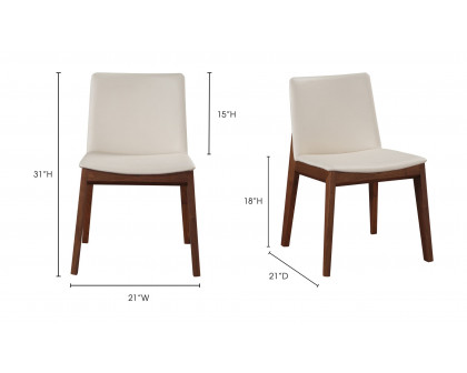 Moe's Deco Mid-Century Modern Dining Chair Set of 2 - Cream White/Walnut