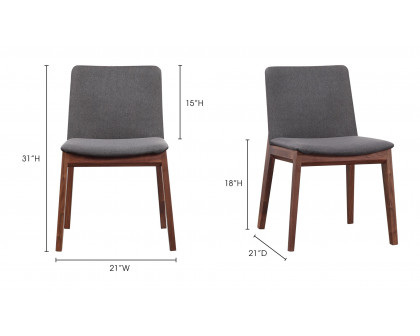 Moe's Deco Mid-Century Modern Dining Chair Set of 2 - Dark Gray/Walnut