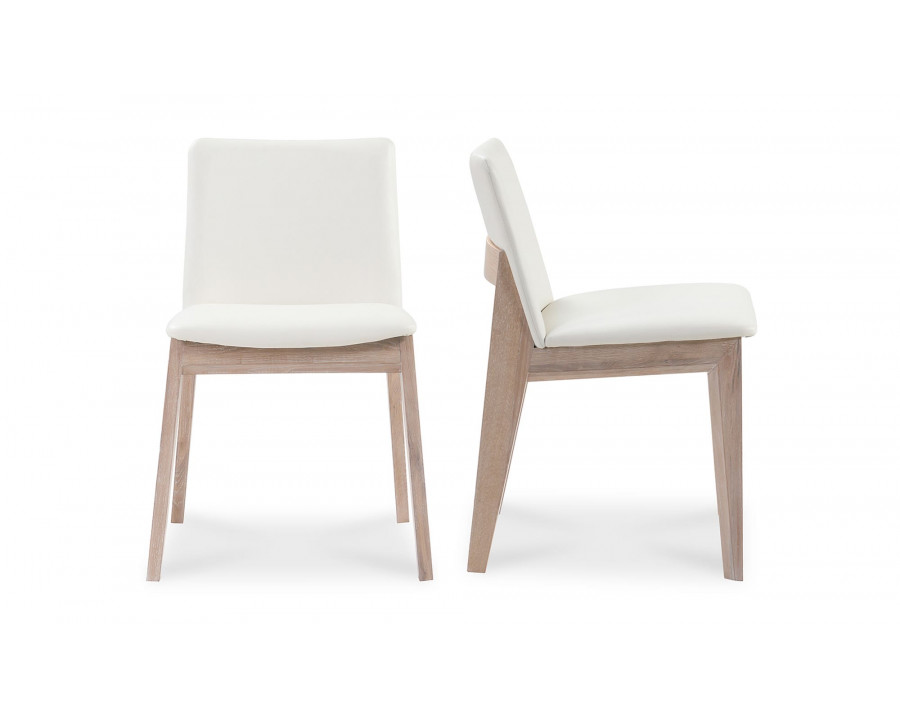 Moe's Deco Mid-Century Modern Dining Chair Set of 2 - Cream White/Oak