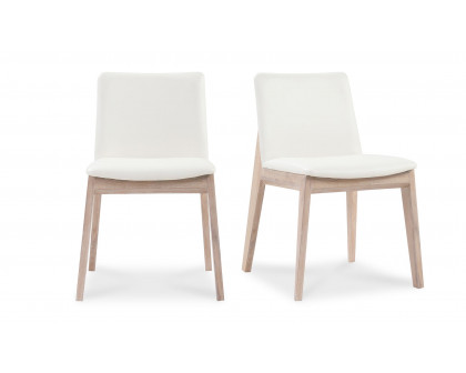 Moe's Deco Mid-Century Modern Dining Chair Set of 2 - Cream White/Oak