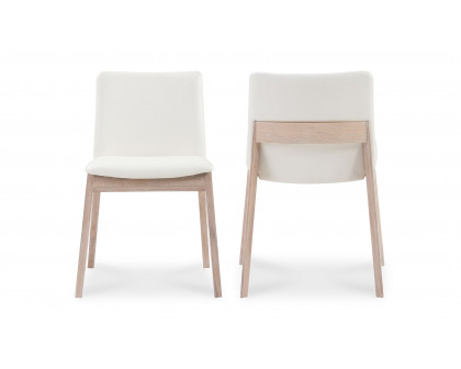 Moe's Deco Mid-Century Modern Dining Chair Set of 2 - Cream White/Oak