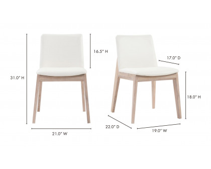 Moe's Deco Mid-Century Modern Dining Chair Set of 2 - Cream White/Oak