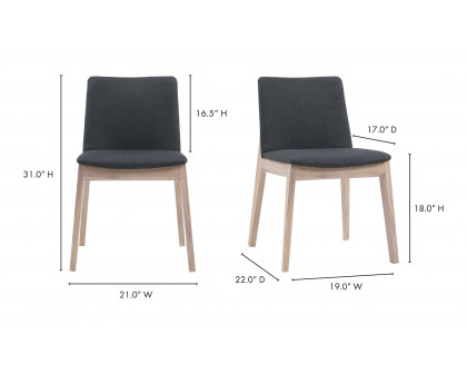 Moe's Deco Mid-Century Modern Dining Chair Set of 2 - Dark Gray/Oak