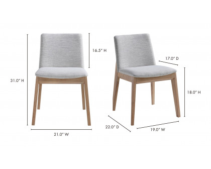 Moe's Deco Mid-Century Modern Dining Chair Set of 2 - Light Gray/Walnut