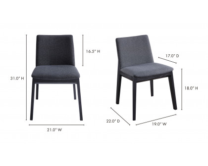 Moe's Deco Mid-Century Modern Dining Chair Set of 2 - Charcoal Gray