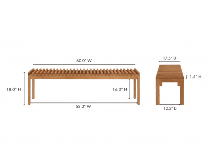 Moe's Rohe Bench - Natural