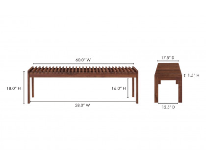 Moe's Rohe Bench - Brown