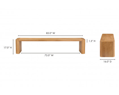 Moe's Post Dining Bench - Natural, Large