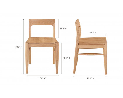 Moe's Owing Mid-Century Modern Dining Chair Set of 2 - Natural Oak